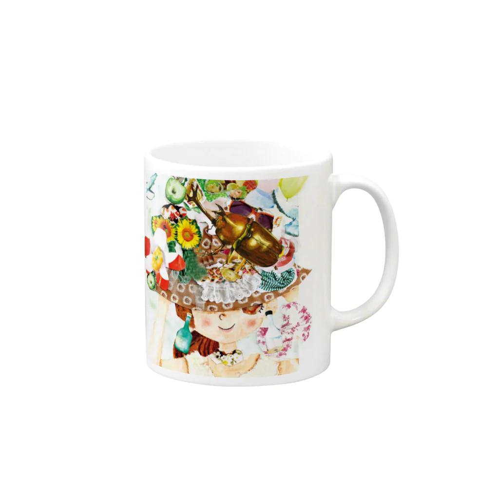 コラージュイラスト作家なおちるのなおちる自画像 Mug :right side of the handle