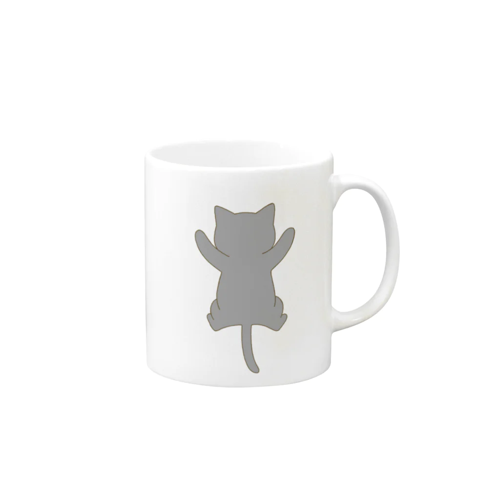 かわいいもののおみせ　いそぎんちゃくのしがみつく灰色猫 Mug :right side of the handle