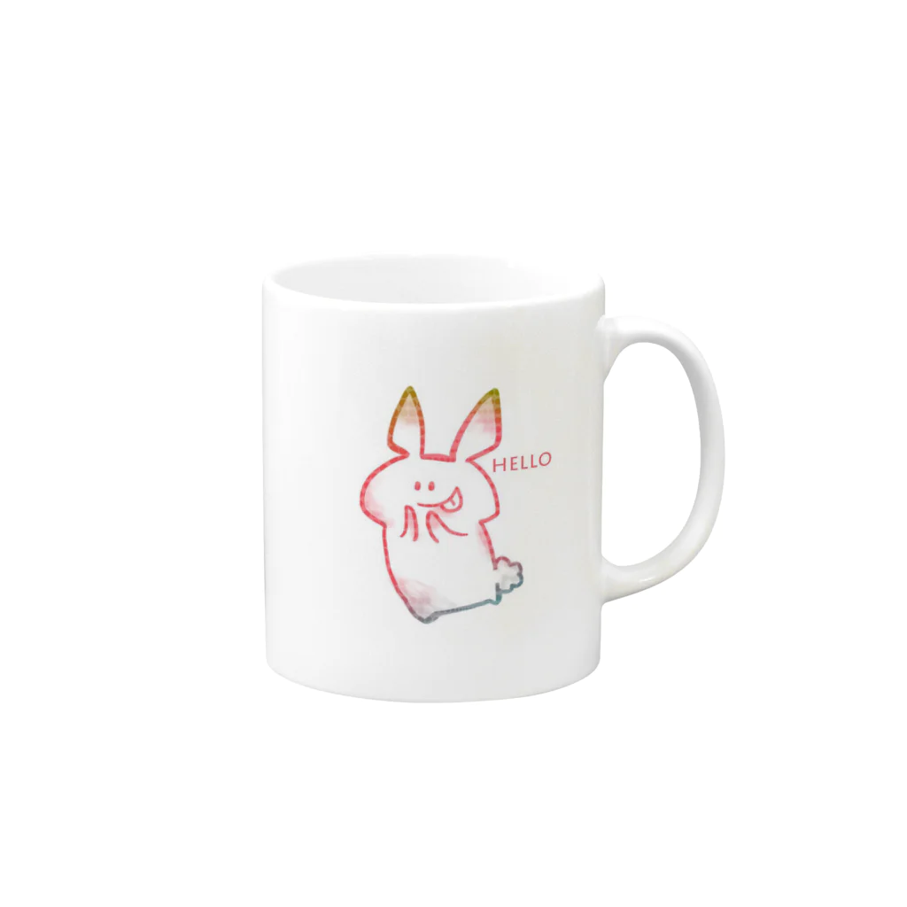 ちゃんあえ(18)イカMHXやりのHello Rabbit Mug :right side of the handle