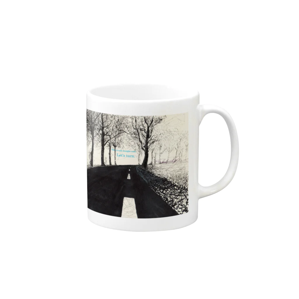 TY-ARTのまっすぐではない道 Mug :right side of the handle