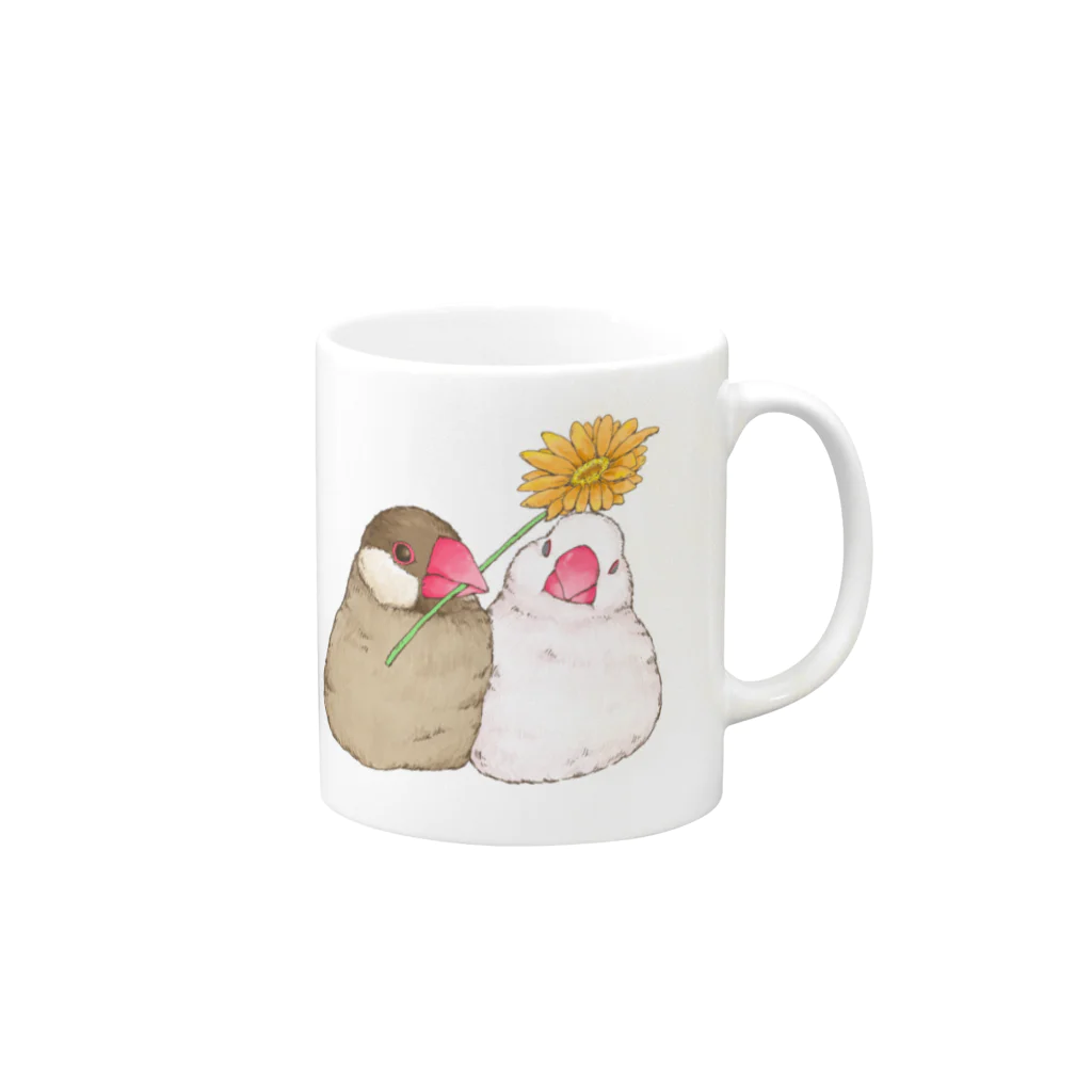 文鳥グッズのお店のお花あげる Mug :right side of the handle