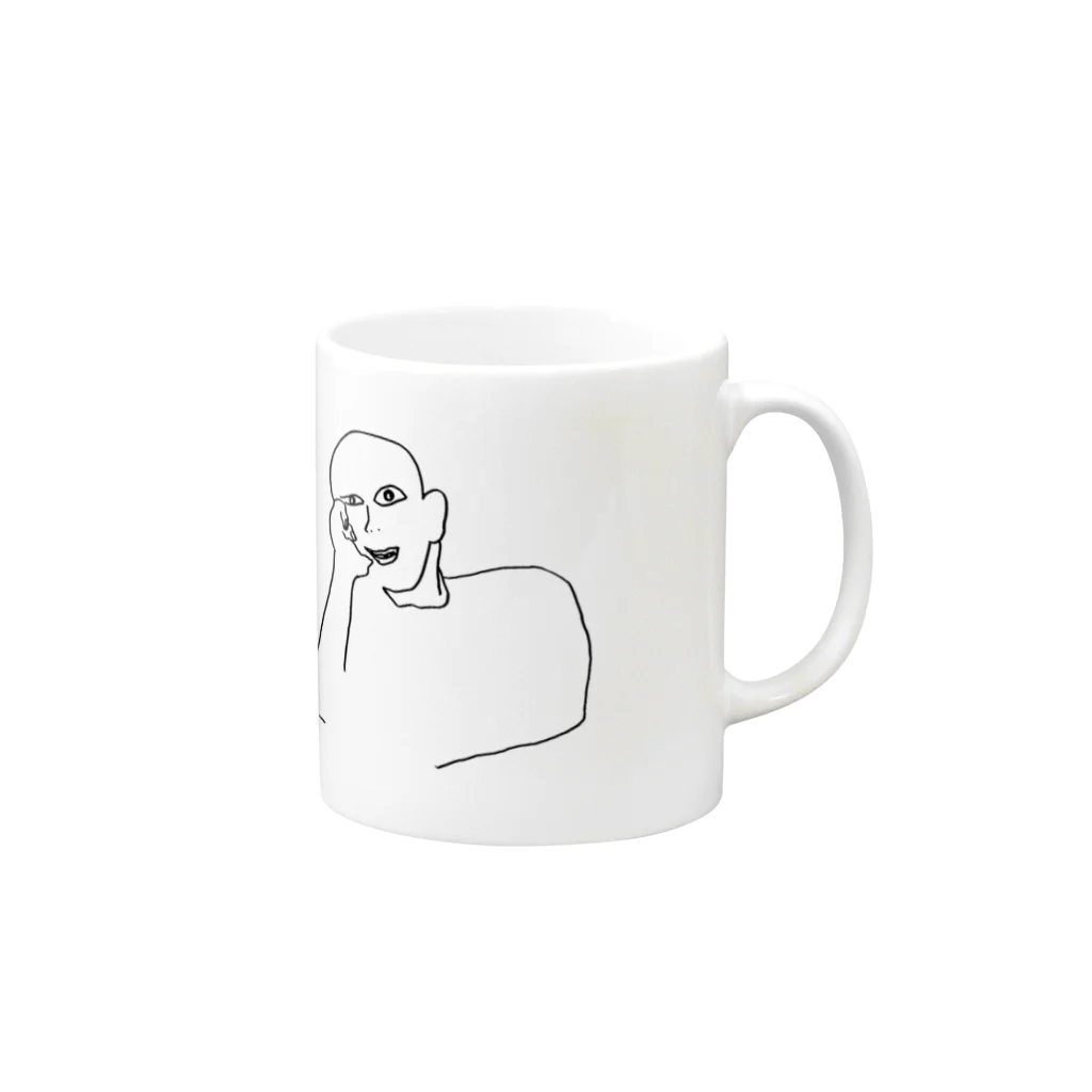 わやたにの〜頬杖をつく男の断片〜 Mug :right side of the handle