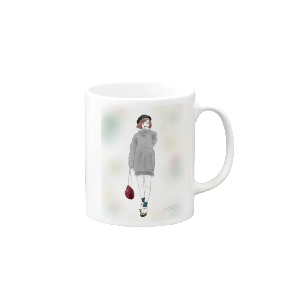 momo: )＊のゆるふわgirl。2 Mug :right side of the handle