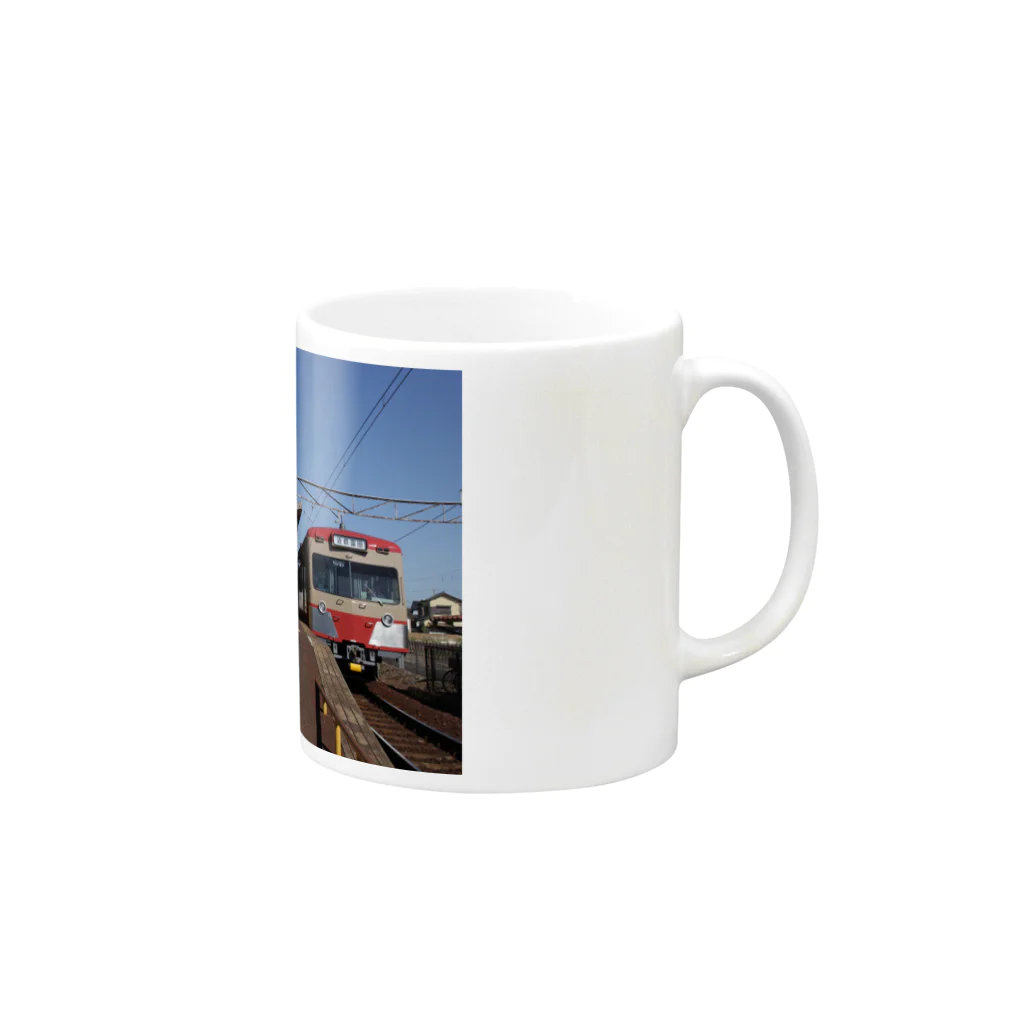 東村山交通局SUZURI店の三岐鉄道復刻塗装並び Mug :right side of the handle