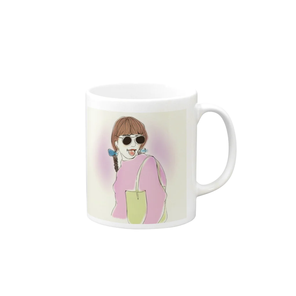 nico2pecoのサングラスの女の子 Mug :right side of the handle