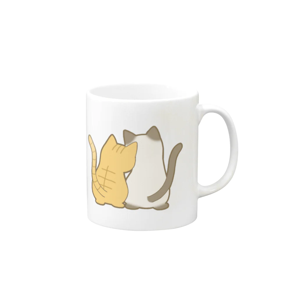 かわいいもののおみせ　いそぎんちゃくの仲良し猫の背中　茶トラ&ポインテッド Mug :right side of the handle