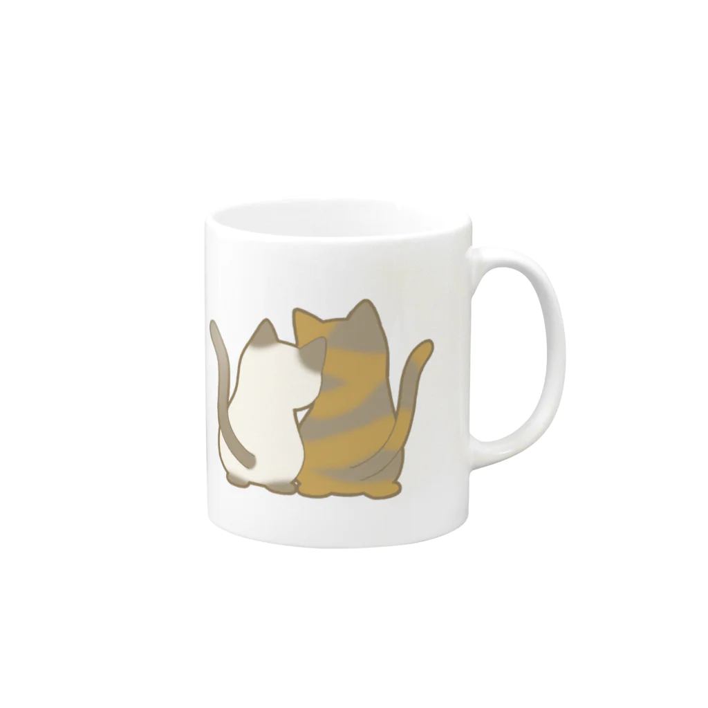 かわいいもののおみせ　いそぎんちゃくの仲良し猫の背中　ポインテッド&サビ Mug :right side of the handle