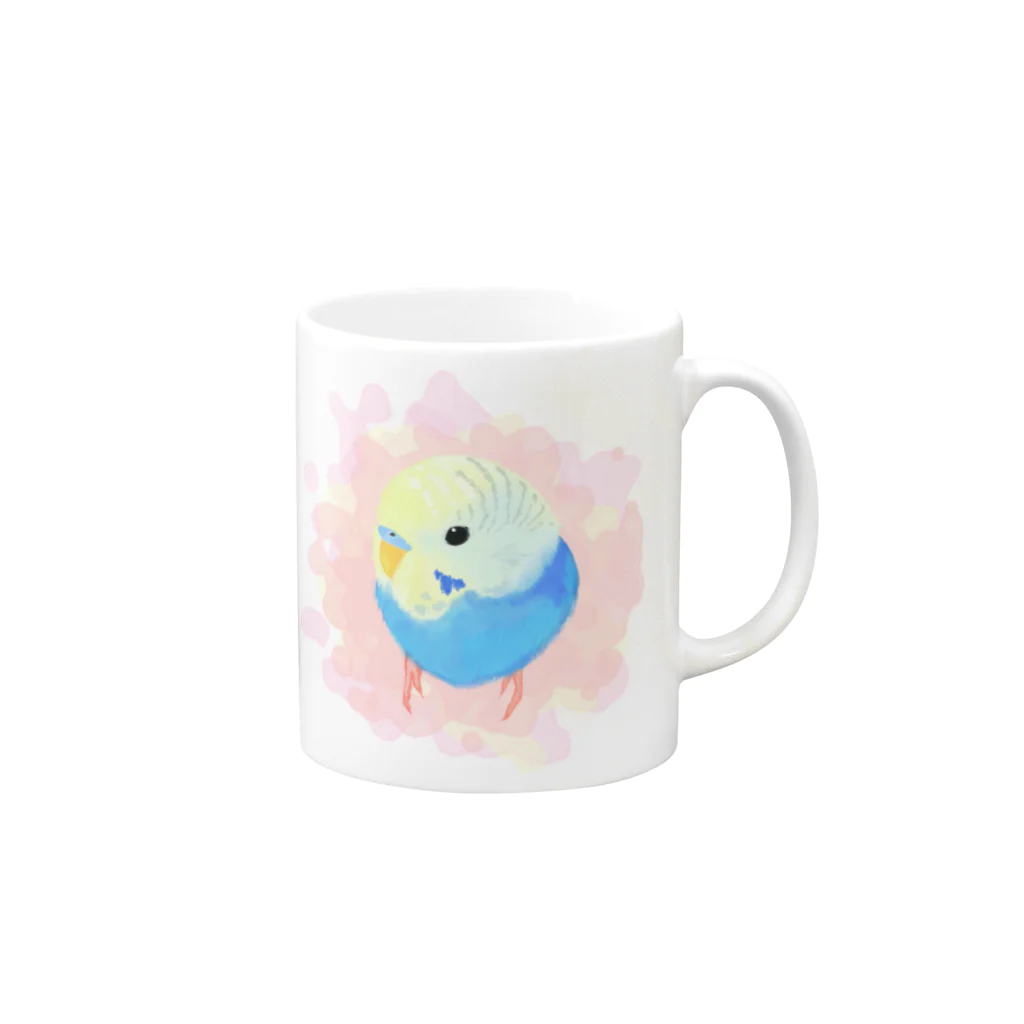 まめるりはことりのまるまるセキセイインコ【まめるりはことり】 Mug :right side of the handle