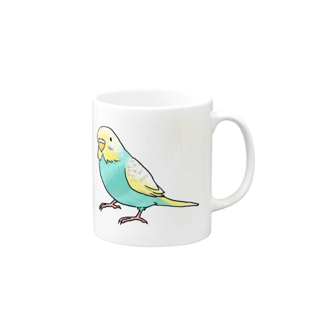 まめるりはことりのごきげんセキセイインコ【まめるりはことり】 Mug :right side of the handle