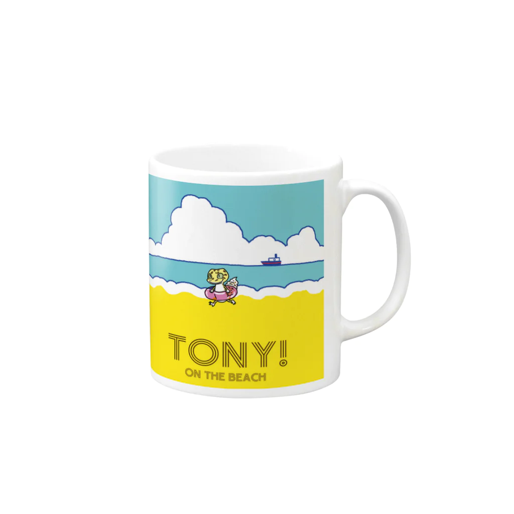 TONY!のTONY! on the beach (昼) マグカップの取っ手の右面
