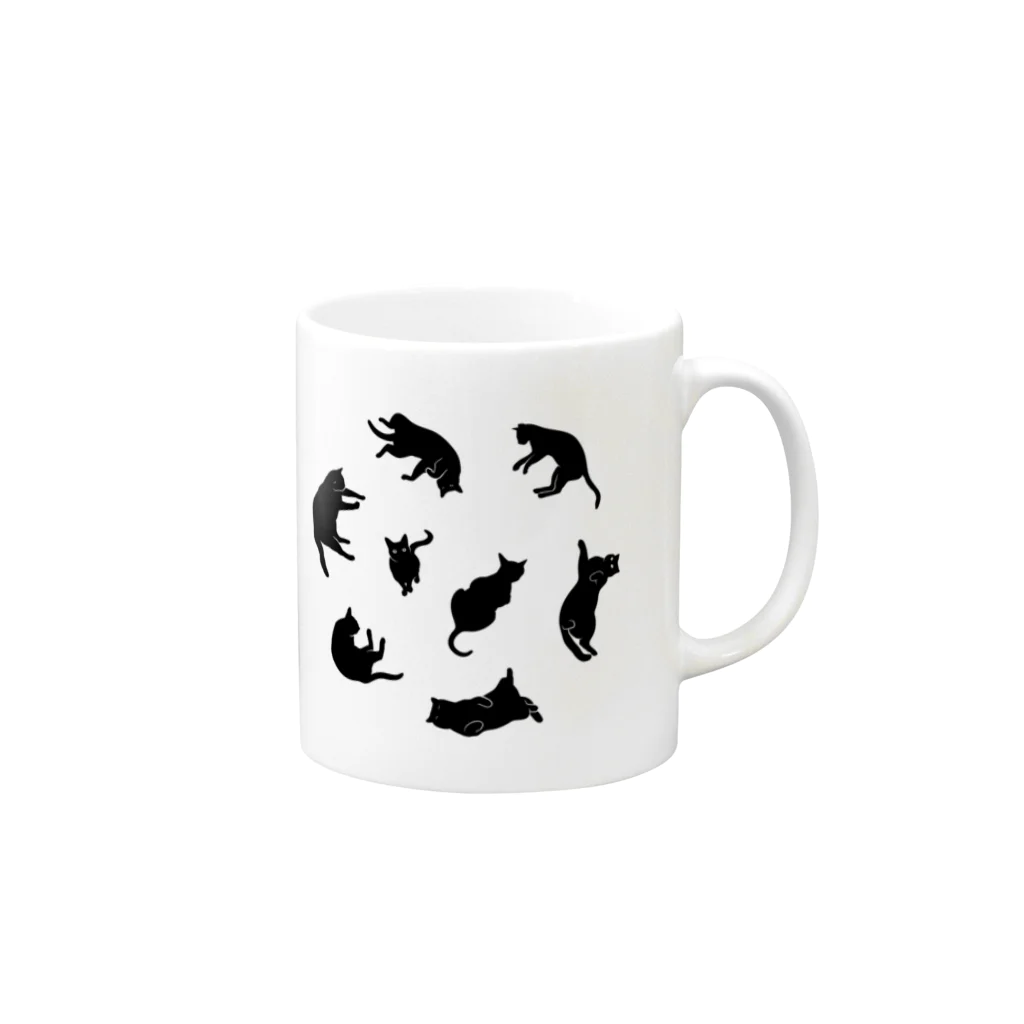 NOBODY754のKitties (Black Mug :right side of the handle