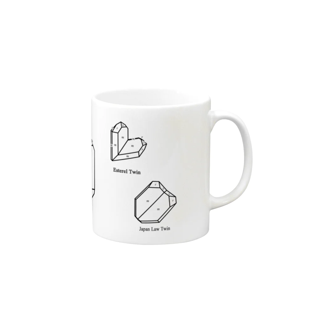 クリスタルポケットの鉱式-RECTANGLE.crystallogram6.1black-Quartz_twin_variety Mug :right side of the handle