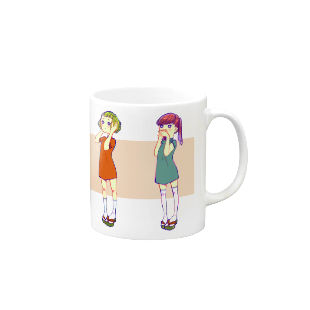 きびもかの見ない聞かない言わない Mug :right side of the handle