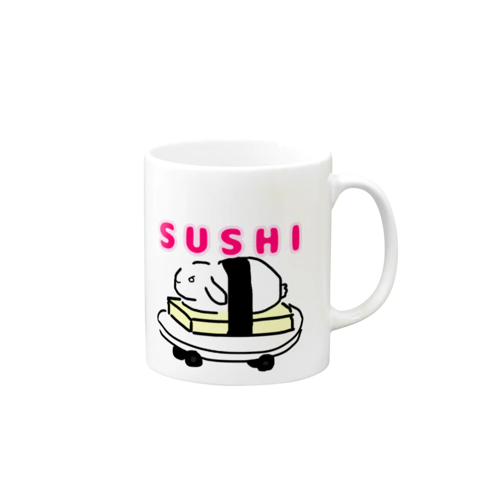 mamiwaのZooっと おんらいんSHOPのSUSHIうさぎ Mug :right side of the handle