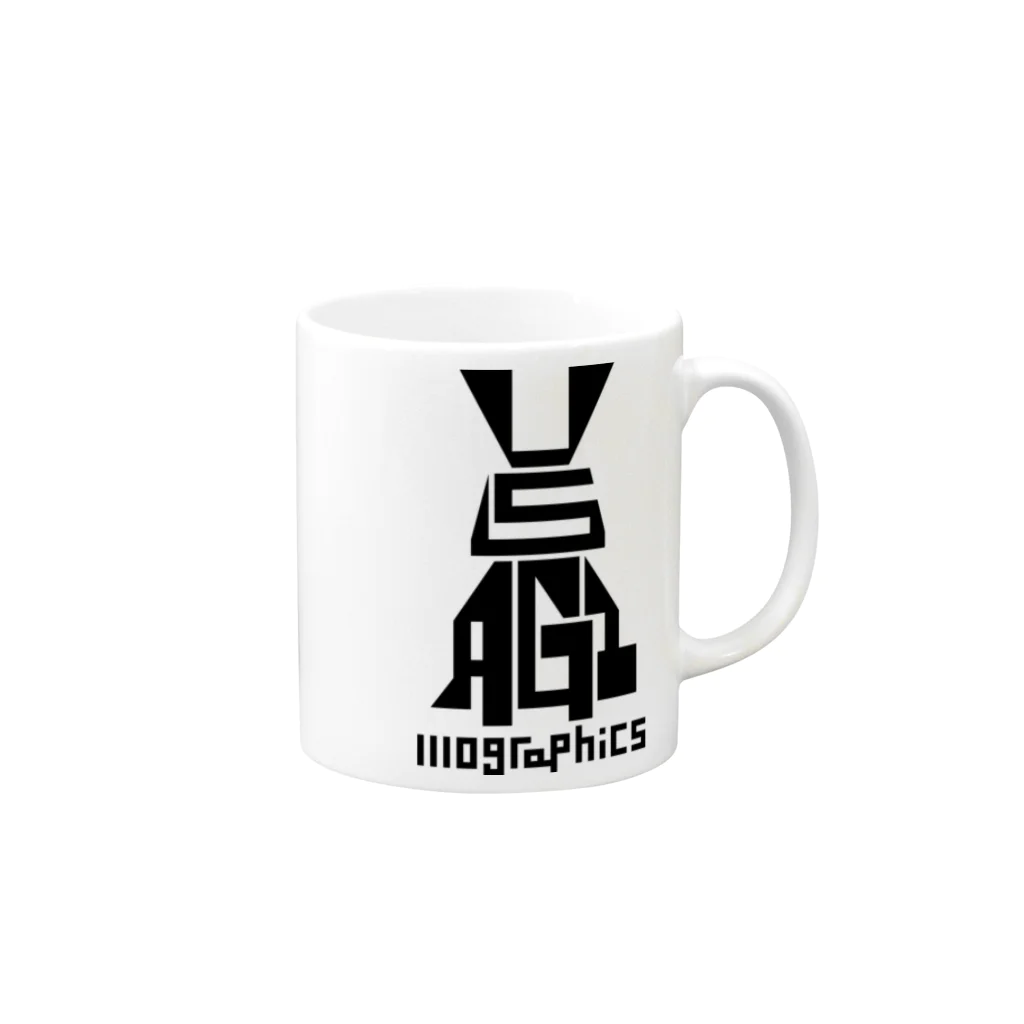 1110graphicsのUSAGI / 兎 Mug :right side of the handle