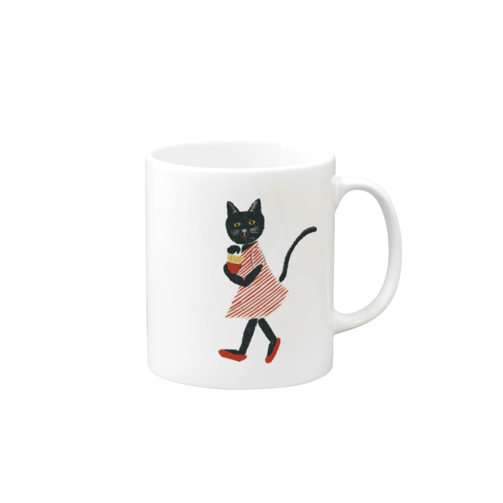 キッチン くろねこのくろねこお嬢さん Mug :right side of the handle