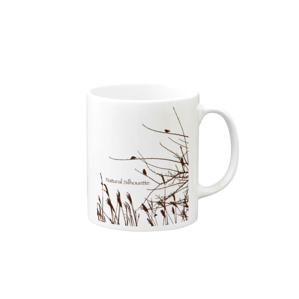 Natural silhouetteの小鳥たちのシルエット Mug :right side of the handle