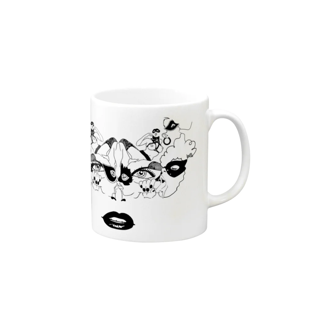 SIXTY-NINE FACTORYの仮面＃1 Mug :right side of the handle