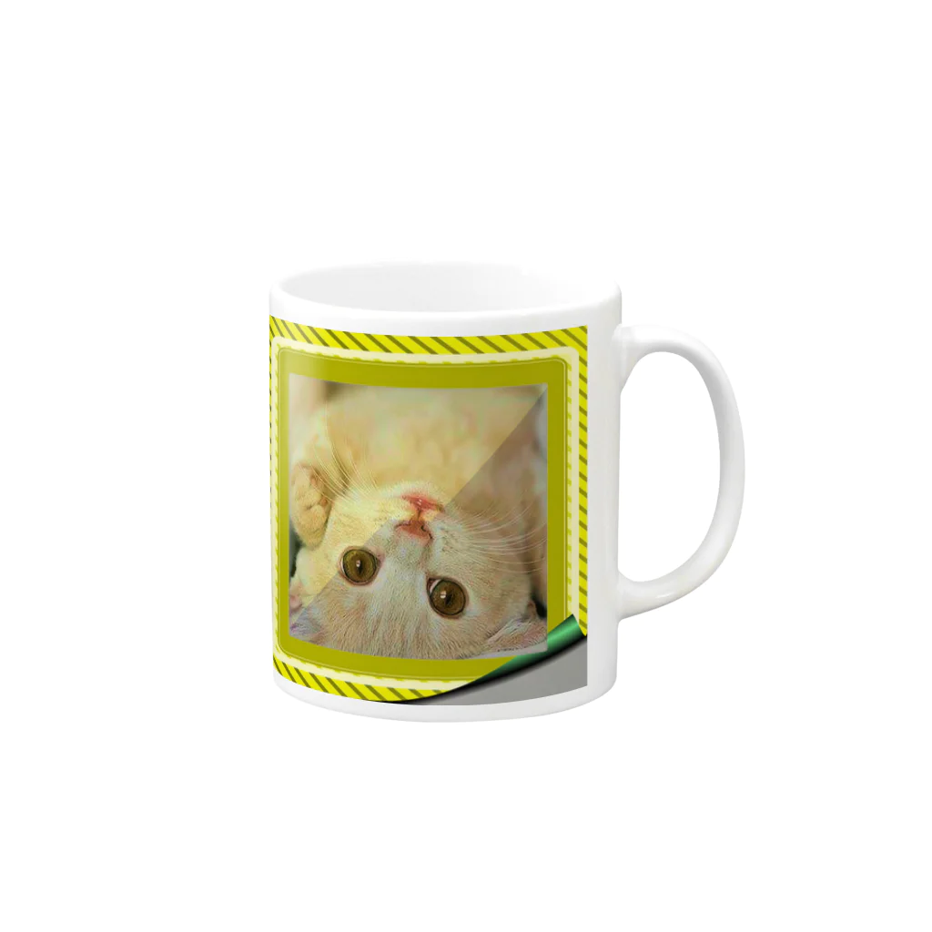 テル！のお店の逆さニャンコ（クッキー） Mug :right side of the handle