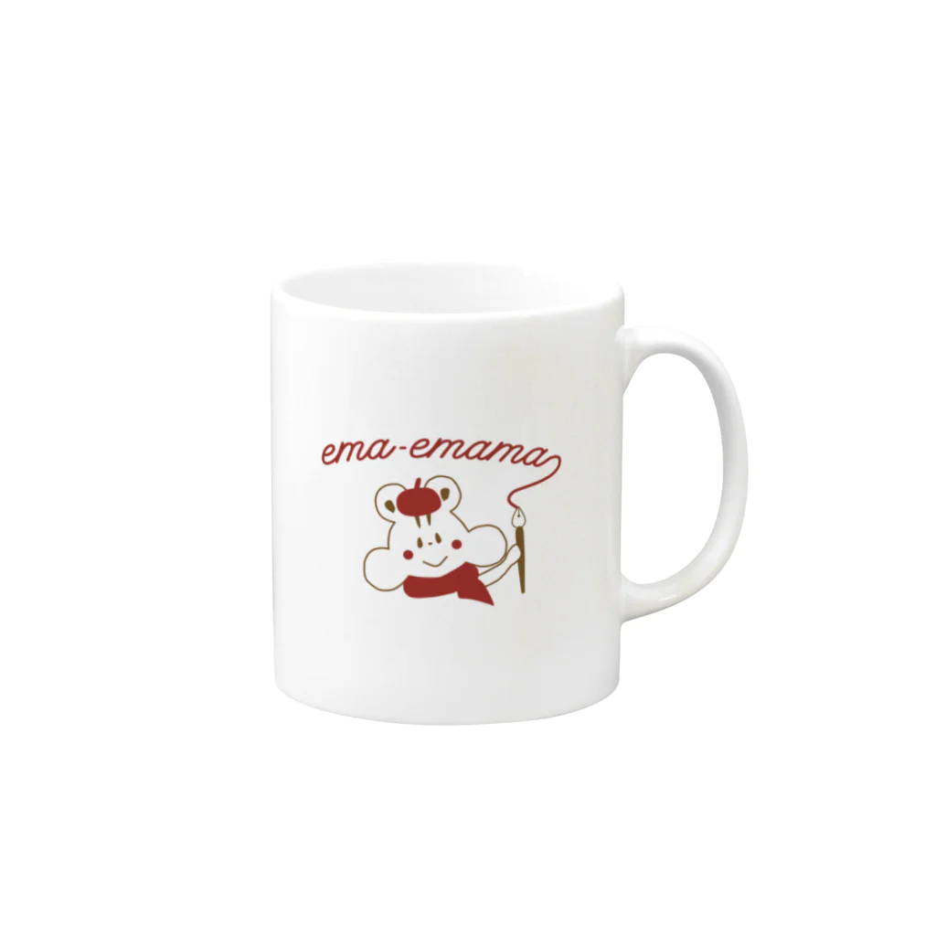 やたにまみこのema-emama『ぷくぷくリス ロゴ』 Mug :right side of the handle