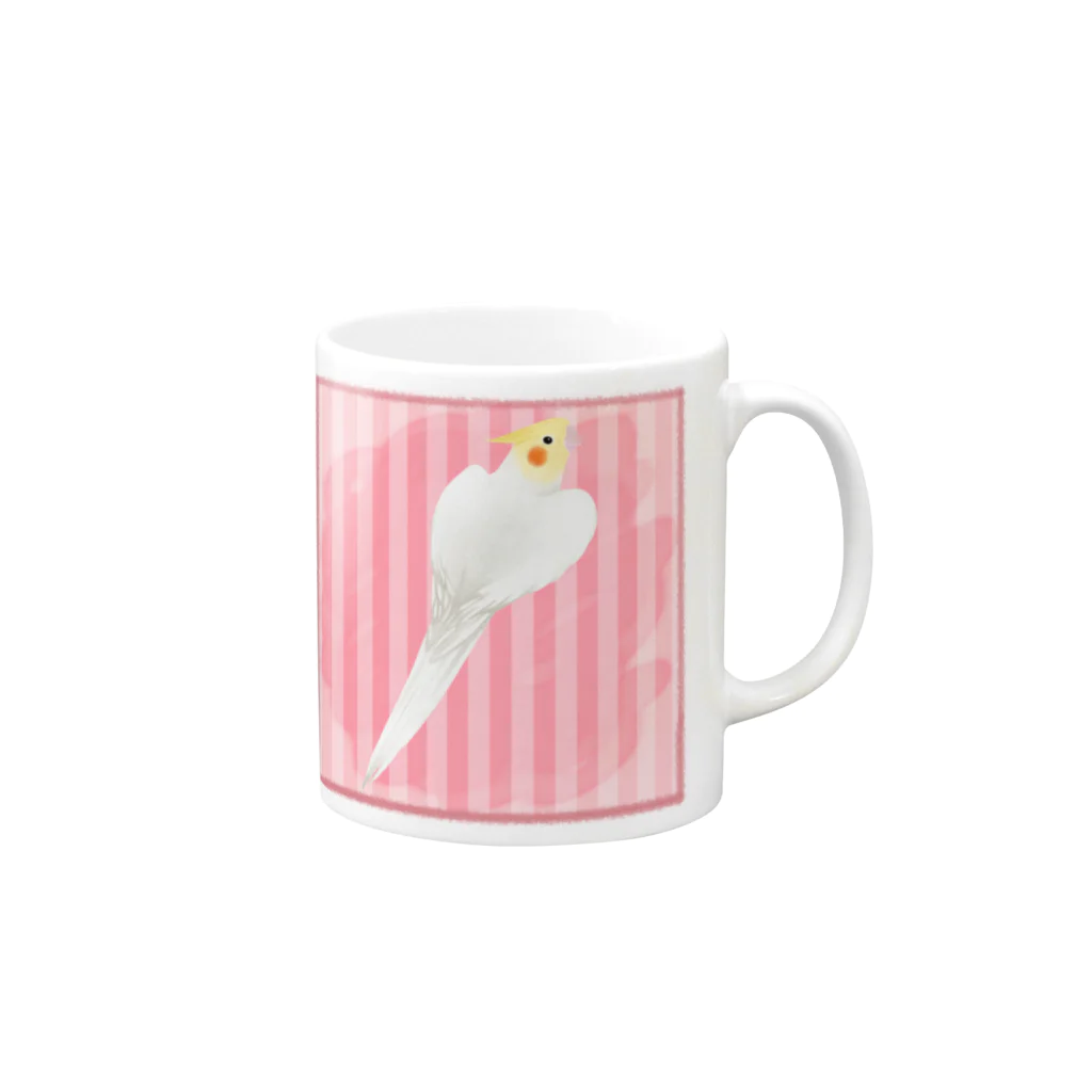 まめるりはことりのオカメインコ　ハートルチノーオカメインコ【まめるりはことり】 Mug :right side of the handle