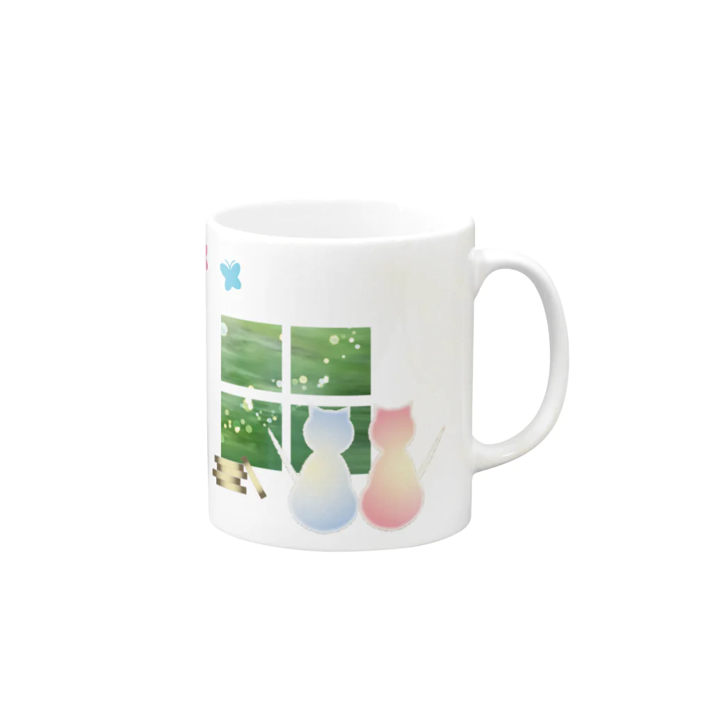 やまとねこのねこと蝶 Mug :right side of the handle