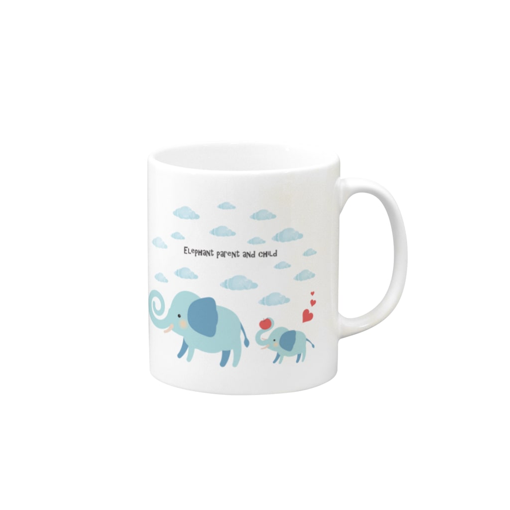 あかえほ & ちびそざいの象の親子【あかえほ公式】 Mug :right side of the handle