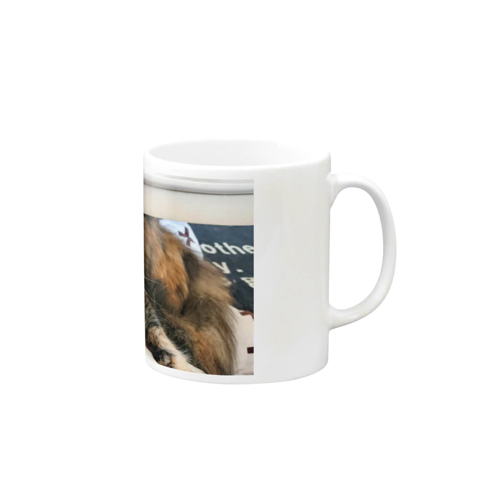 ねことお休みどころ　しらたまの【もなか】マグカップ Mug :right side of the handle