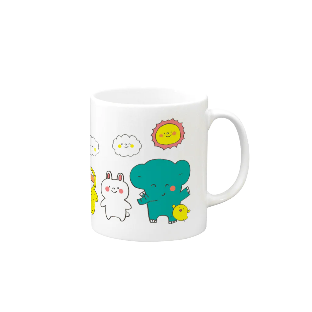 ゴキゲンサンショップのなまけものちゃんとおともだち Mug :right side of the handle