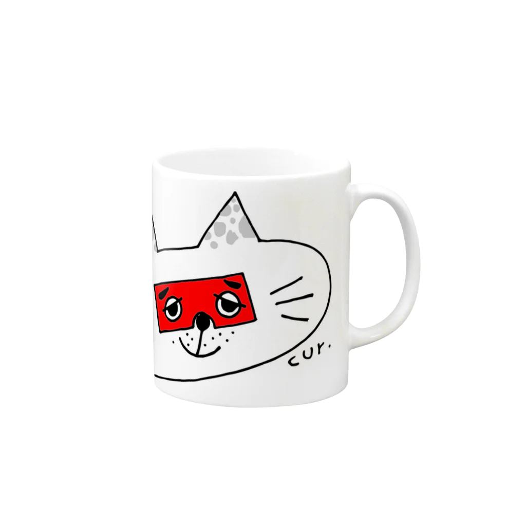 CUROGNACのにわかトロンにゃんこ Mug :right side of the handle