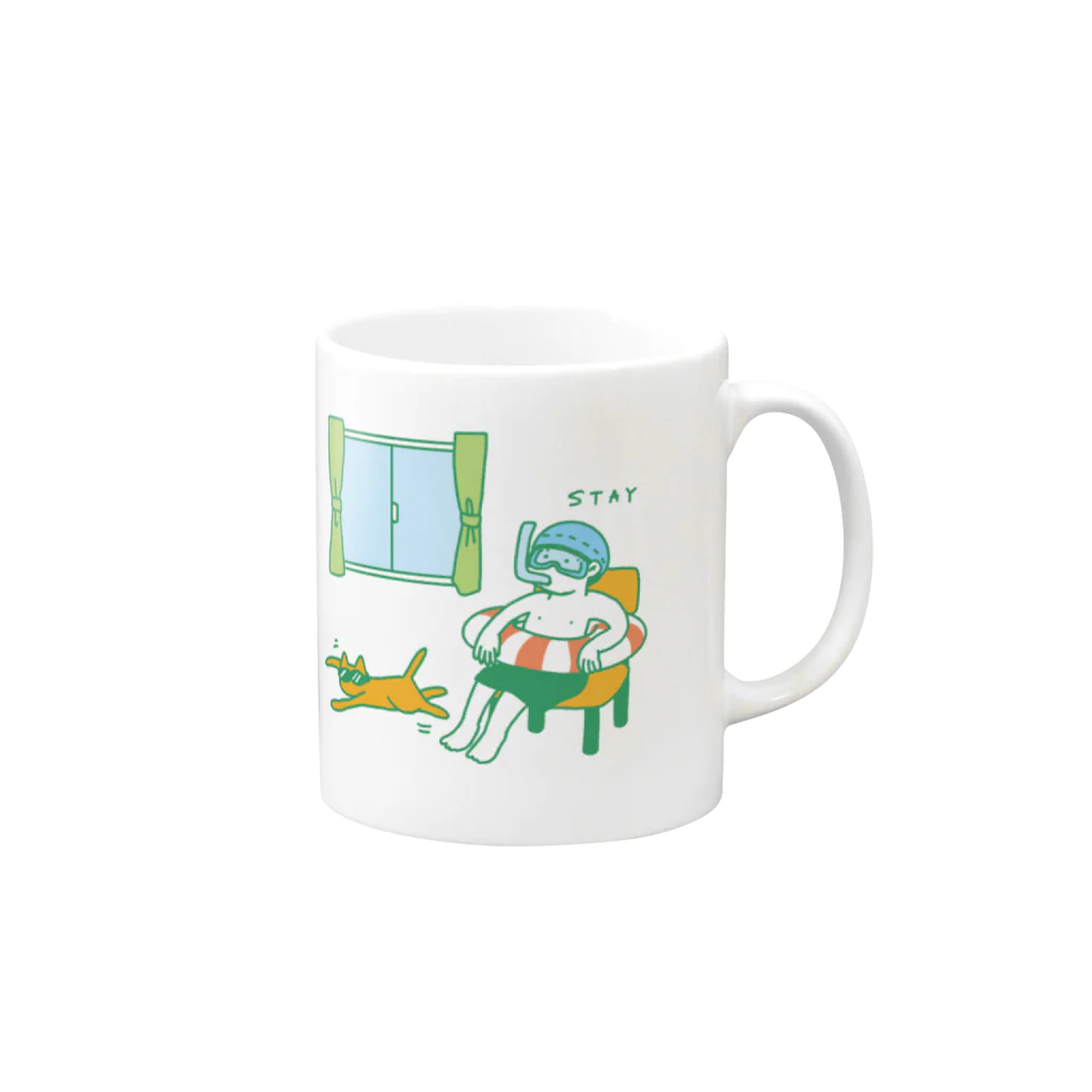 dachico's shopの旅行は控えましょう Mug :right side of the handle