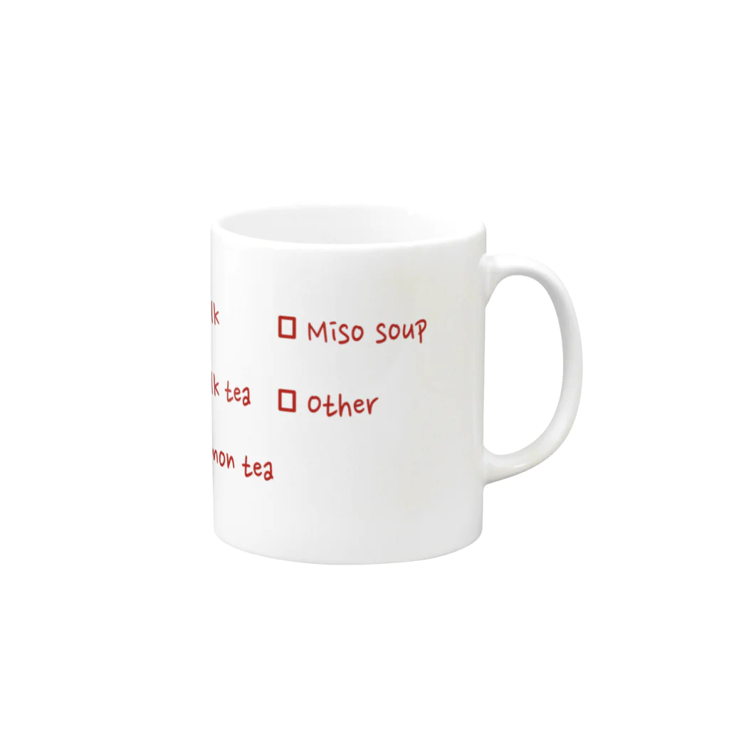 お食事の飲み物リスト マグ Mug :right side of the handle