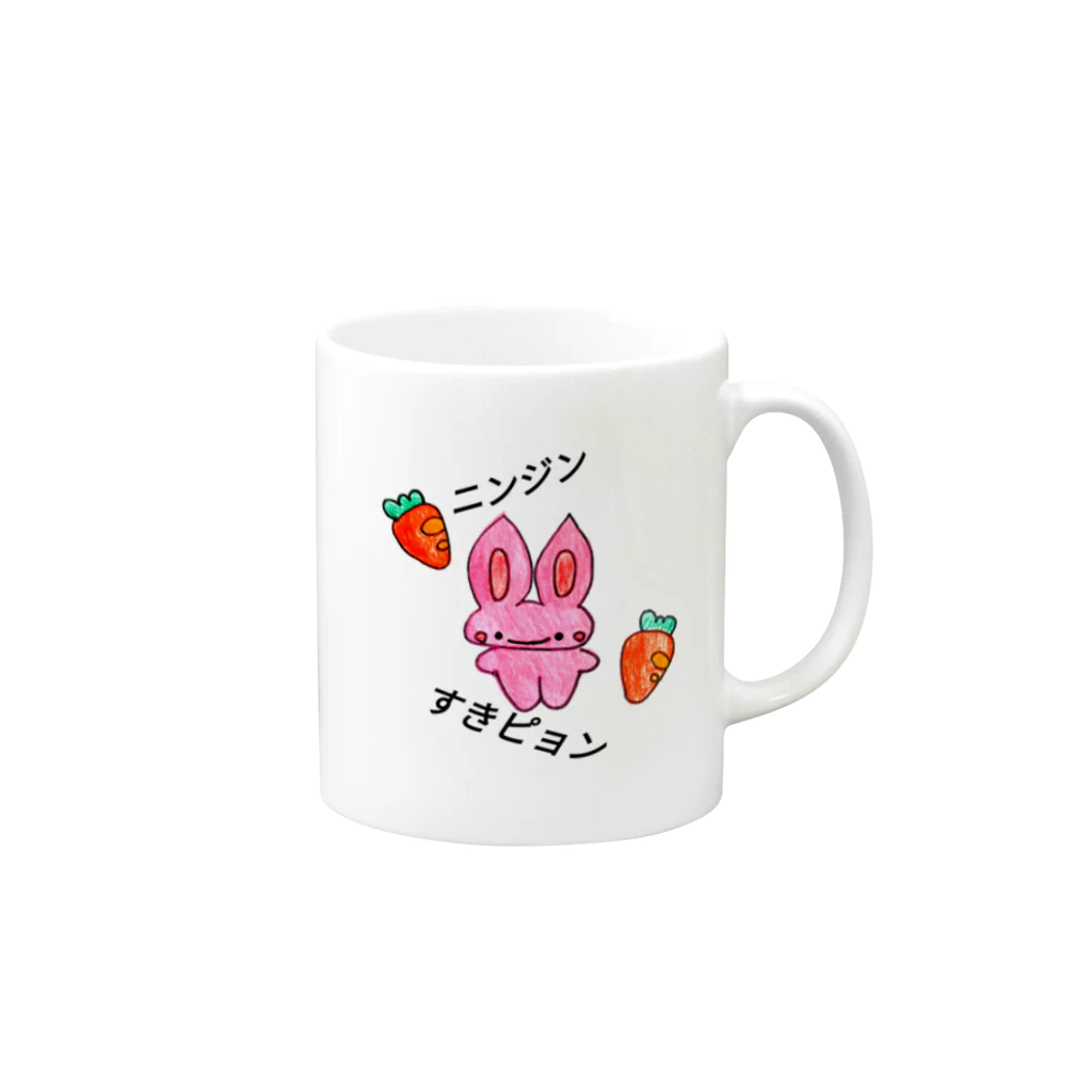 ネコッチ＿k(*´ω｀*)のうさぴょん Mug :right side of the handle