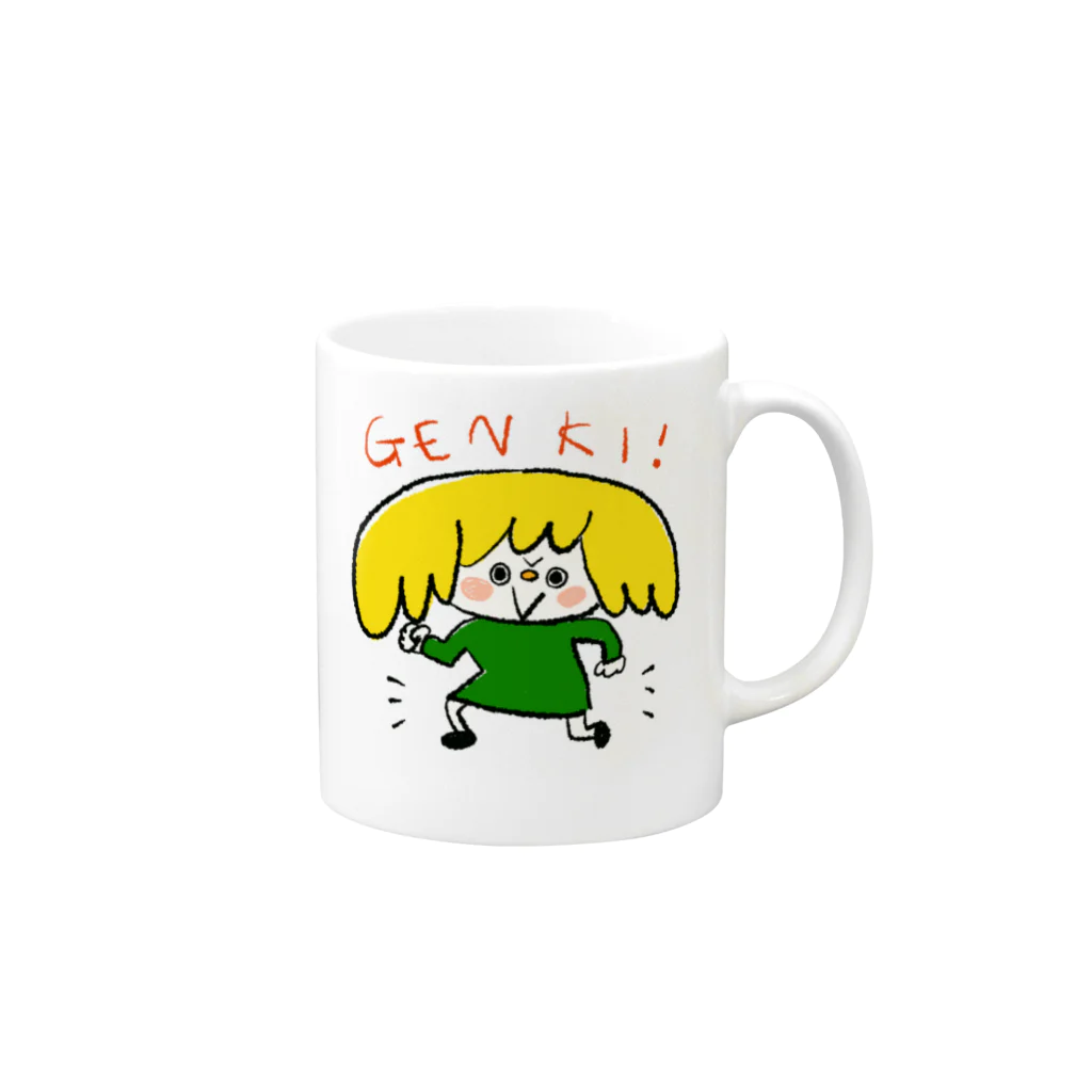 イラストレーターゆっちょのGenki！ガール Mug :right side of the handle