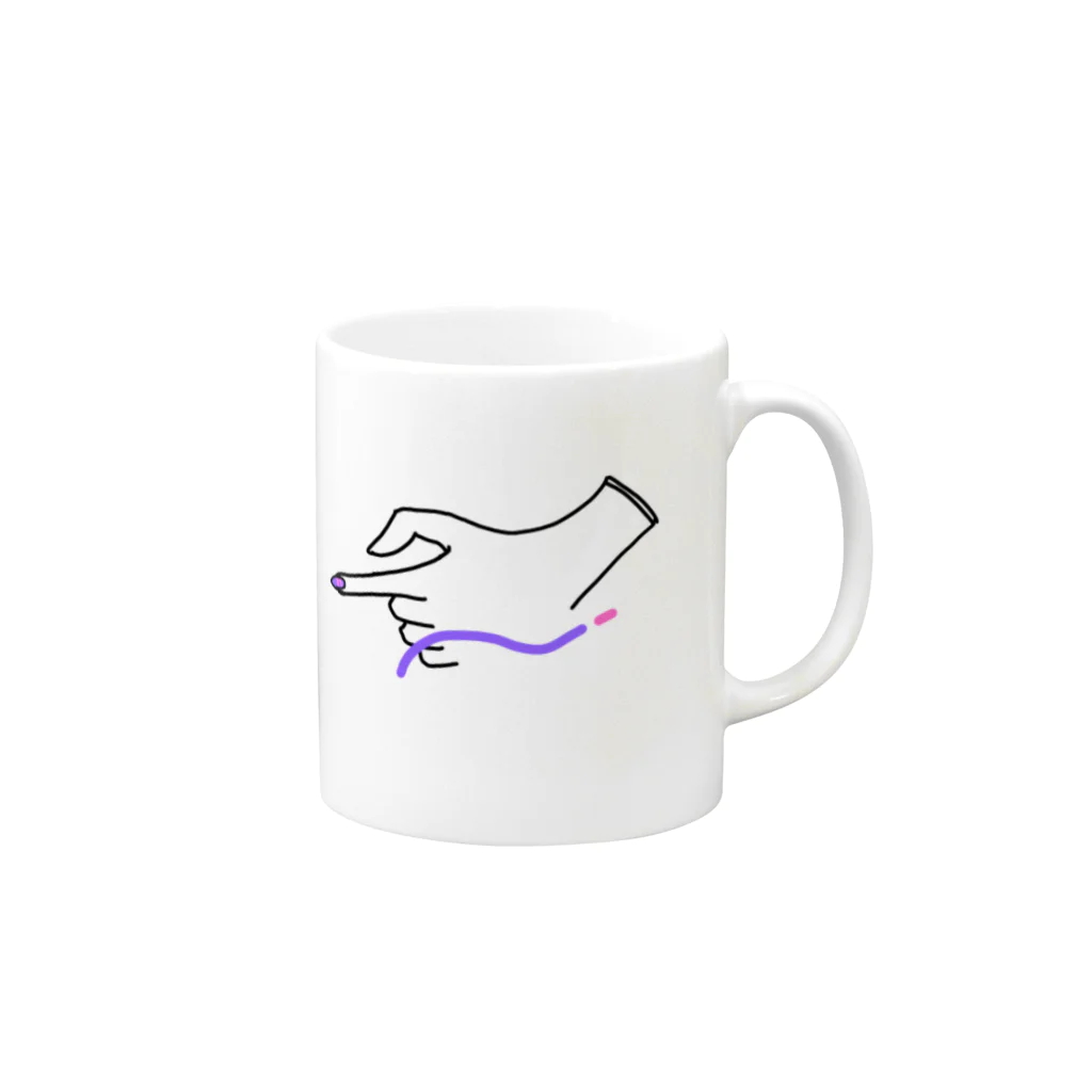 DIYMの紫　指差し Mug :right side of the handle