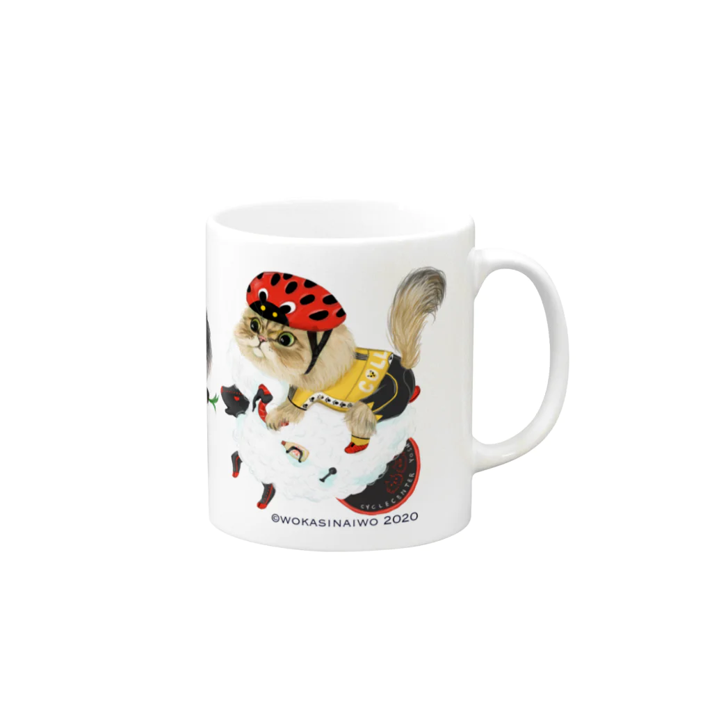 wokasinaiwoの自転車屋さんな猫 Mug :right side of the handle