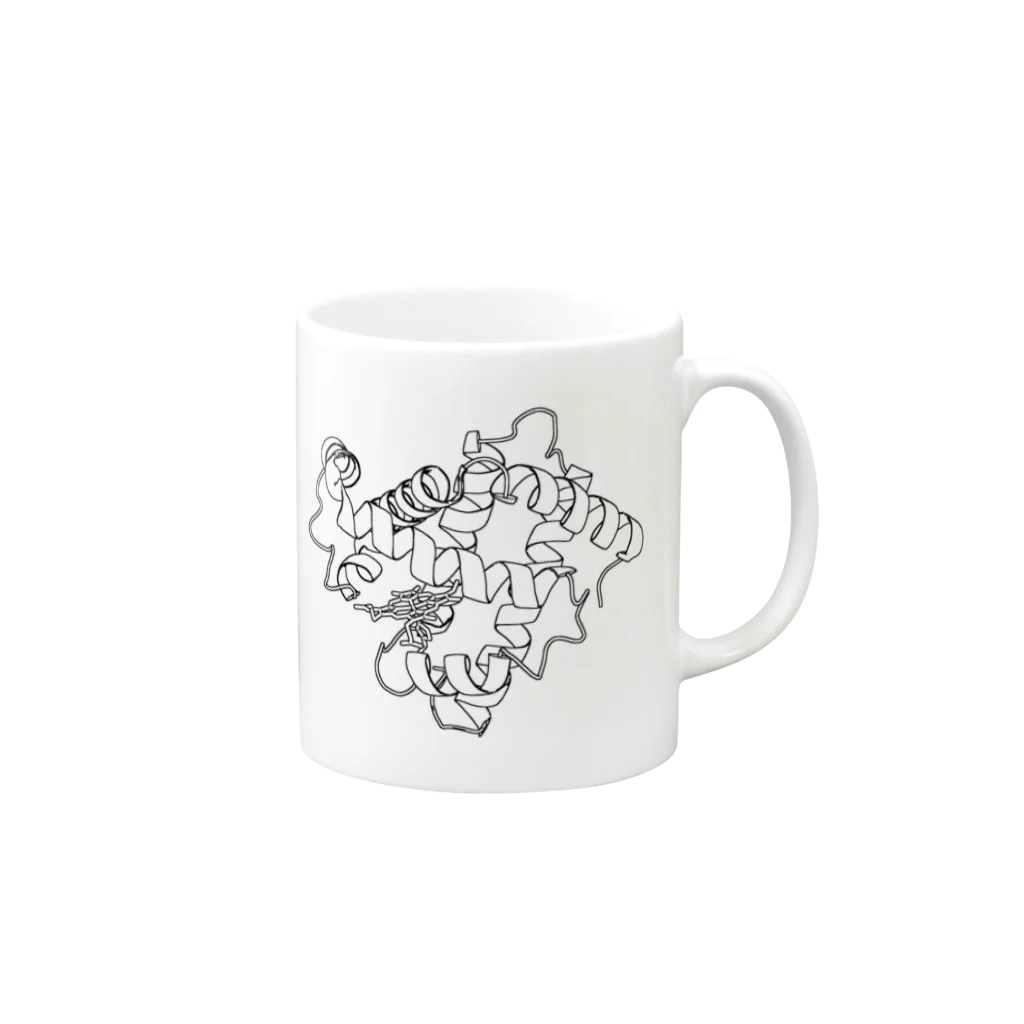 理系Tシャツ(バイオ・化学中心)のmyoglobin ミオグロビン Mug :right side of the handle