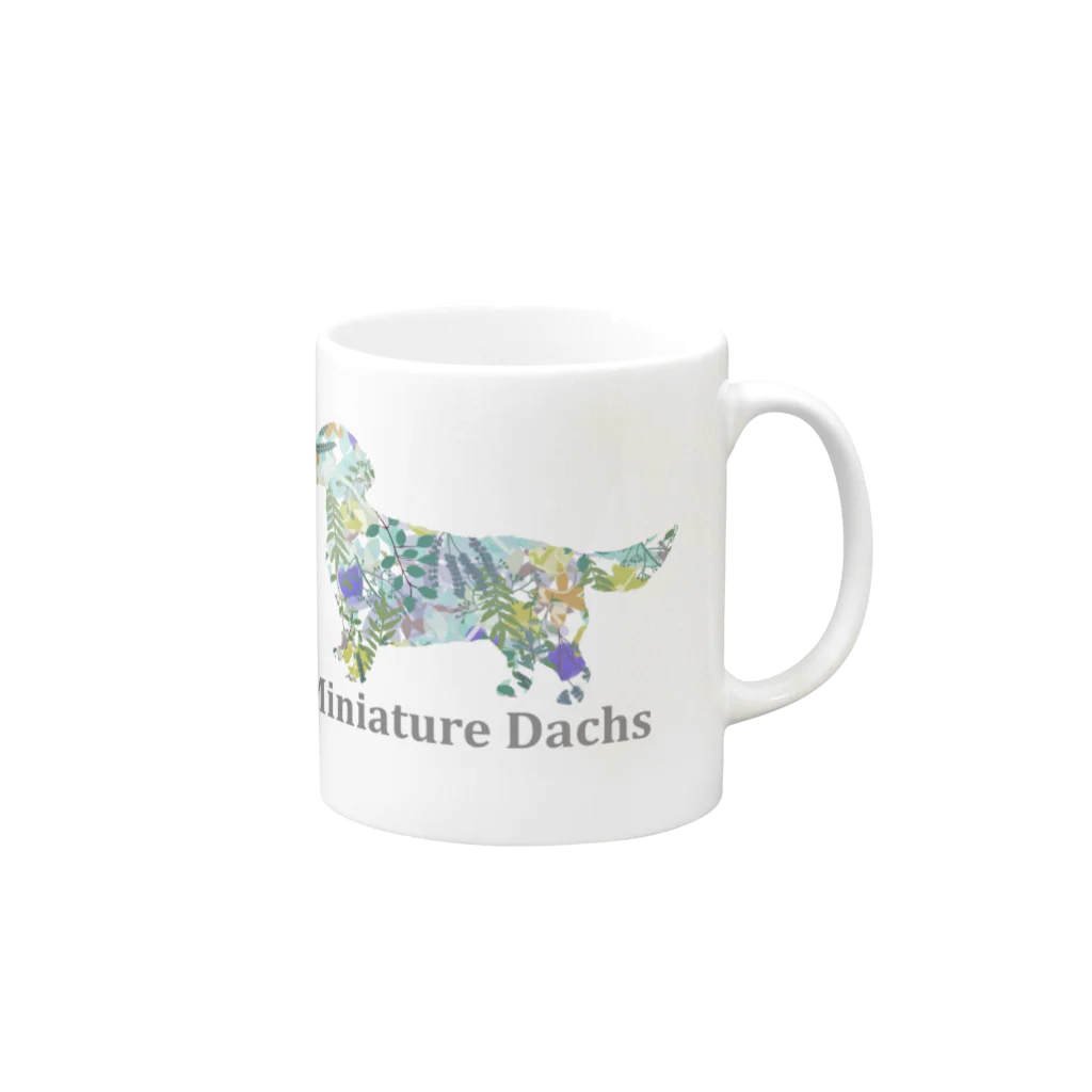 AtelierBoopの花　ボタニカル　ダックス Mug :right side of the handle