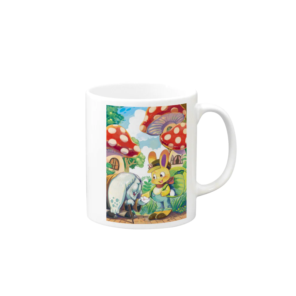 cuculo shopのキャベツリュックのゆうびんやさん Mug :right side of the handle