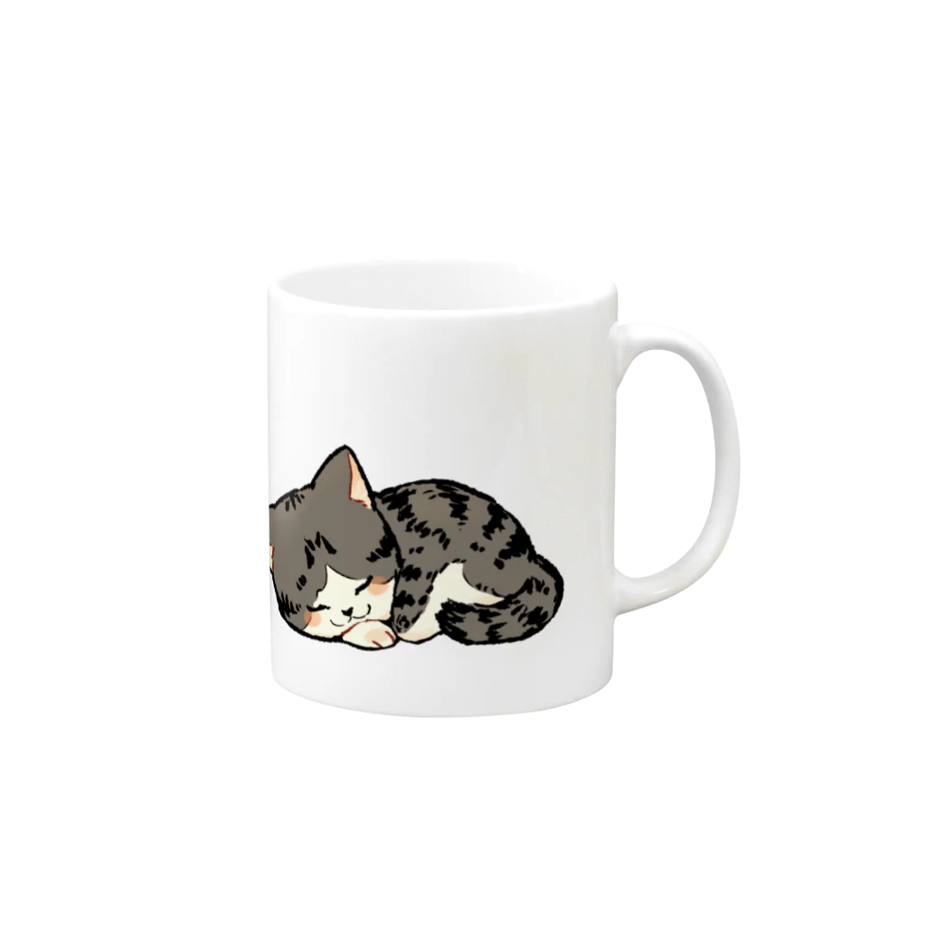 TANSHOのねこのチビ：おやすみ Mug :right side of the handle