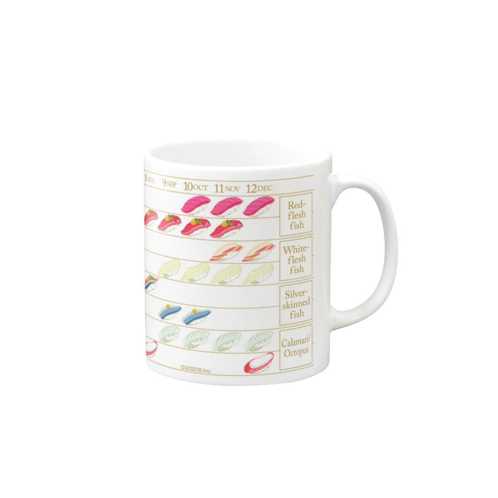 JP-INFOGRAPHICSのSeasonal Sushi（寿司） Mug :right side of the handle