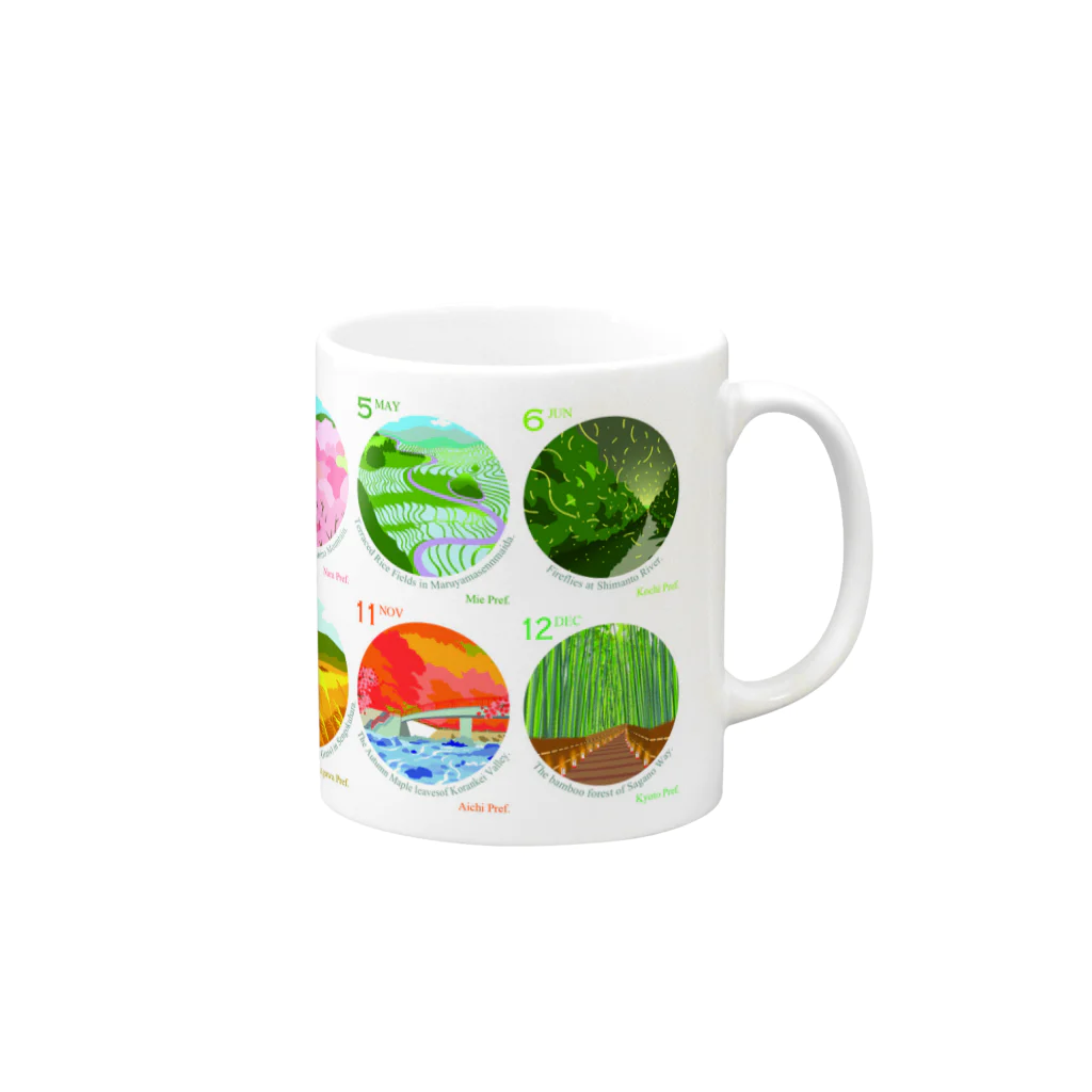 JP-INFOGRAPHICSのSeasonal Views in Japan（絶景） Mug :right side of the handle