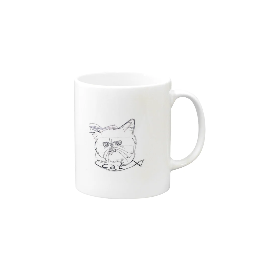 きむの猫に魚 Mug :right side of the handle