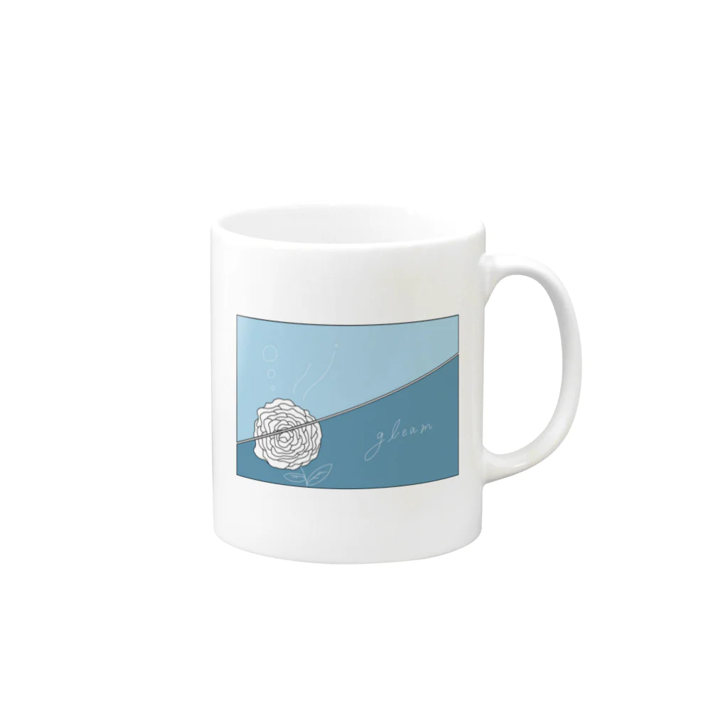 Cloudy_Gleamのrose-gleam #blue Mug :right side of the handle