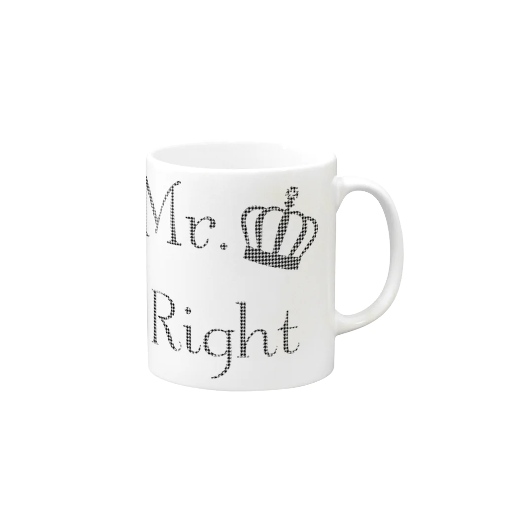 Mr.Rightのおしゃれな千鳥柄ファッションMr.Right Mug :right side of the handle