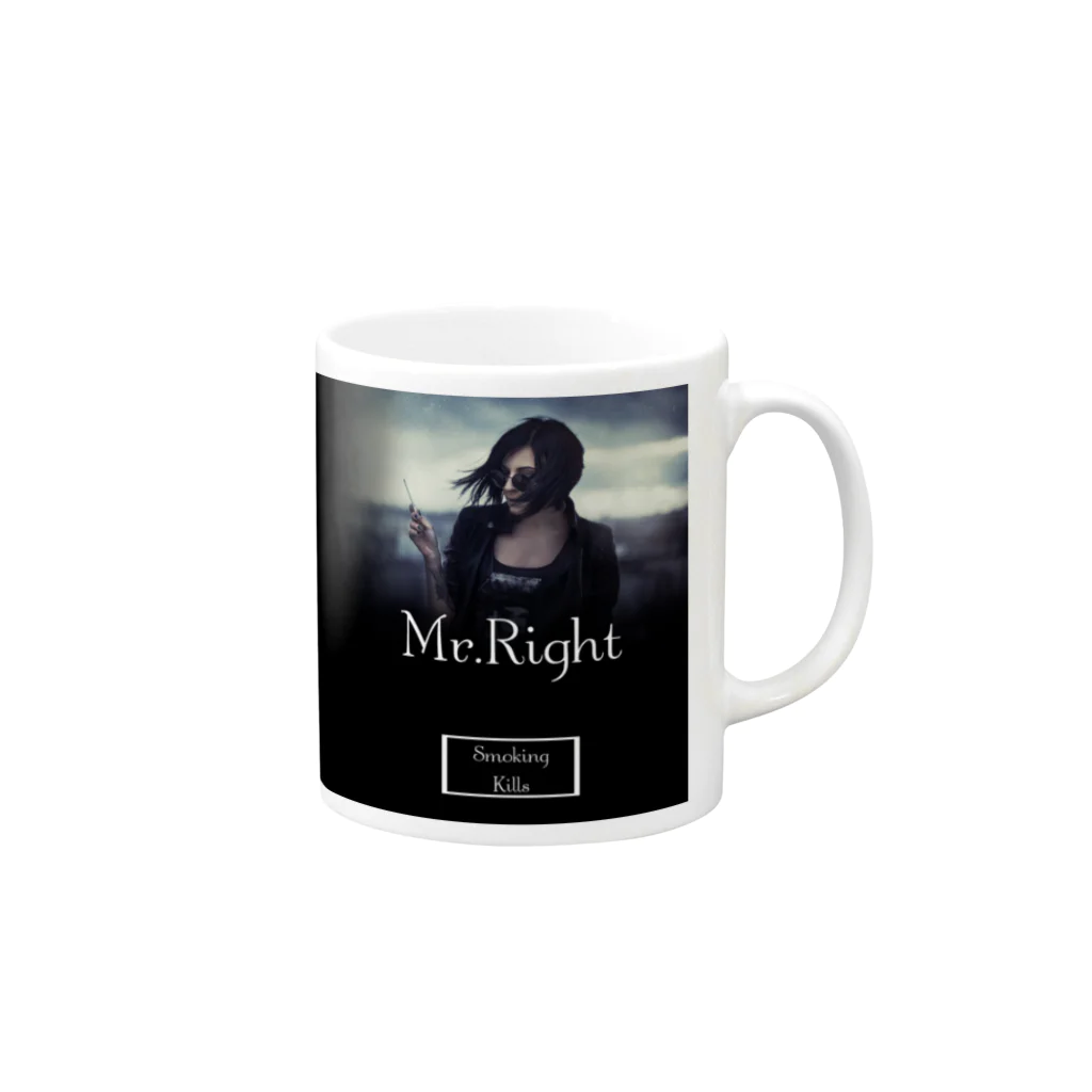 Mr.Rightの映画のジャケットのようなファッションアイテム Smoking Kills Mug :right side of the handle