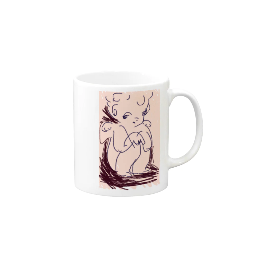 creamのsweet smell sitting down angel Mug :right side of the handle