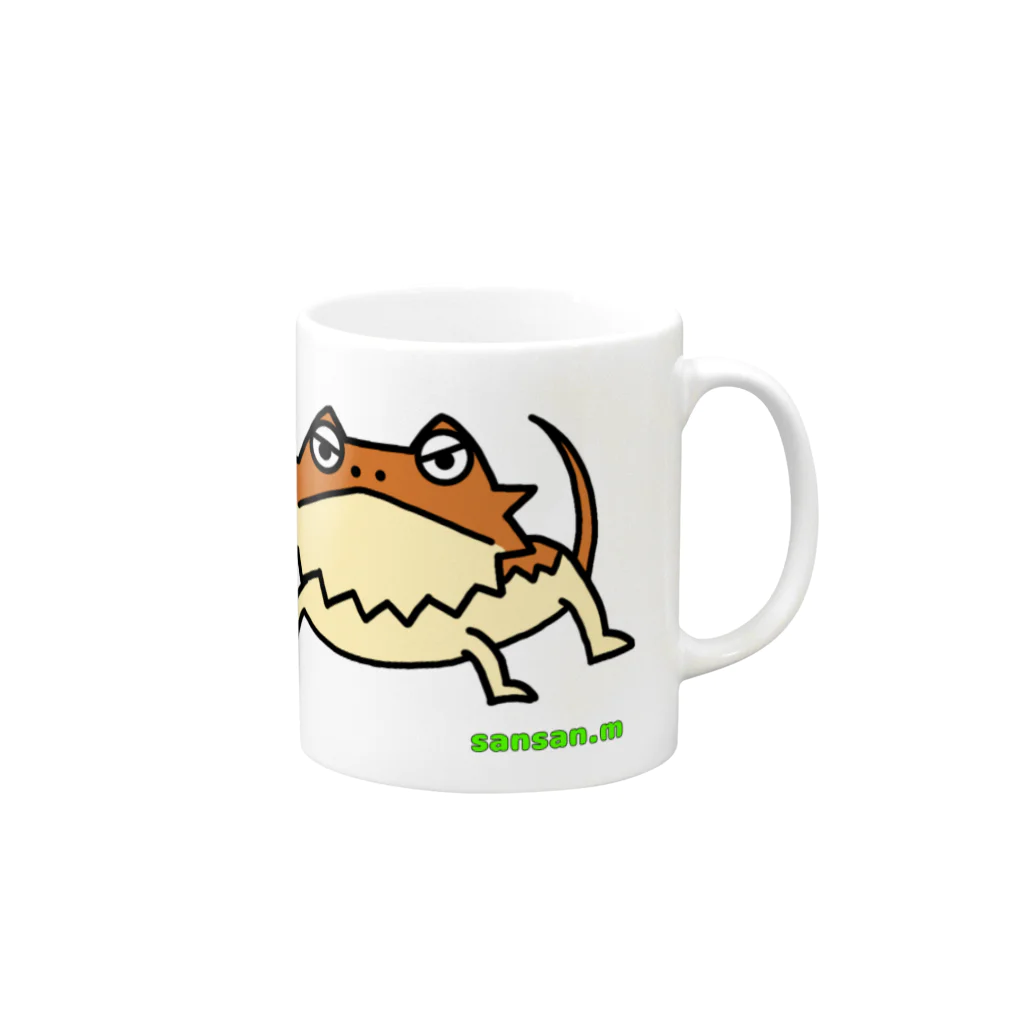 sansan-shopのふとあごのひげとかげ Mug :right side of the handle