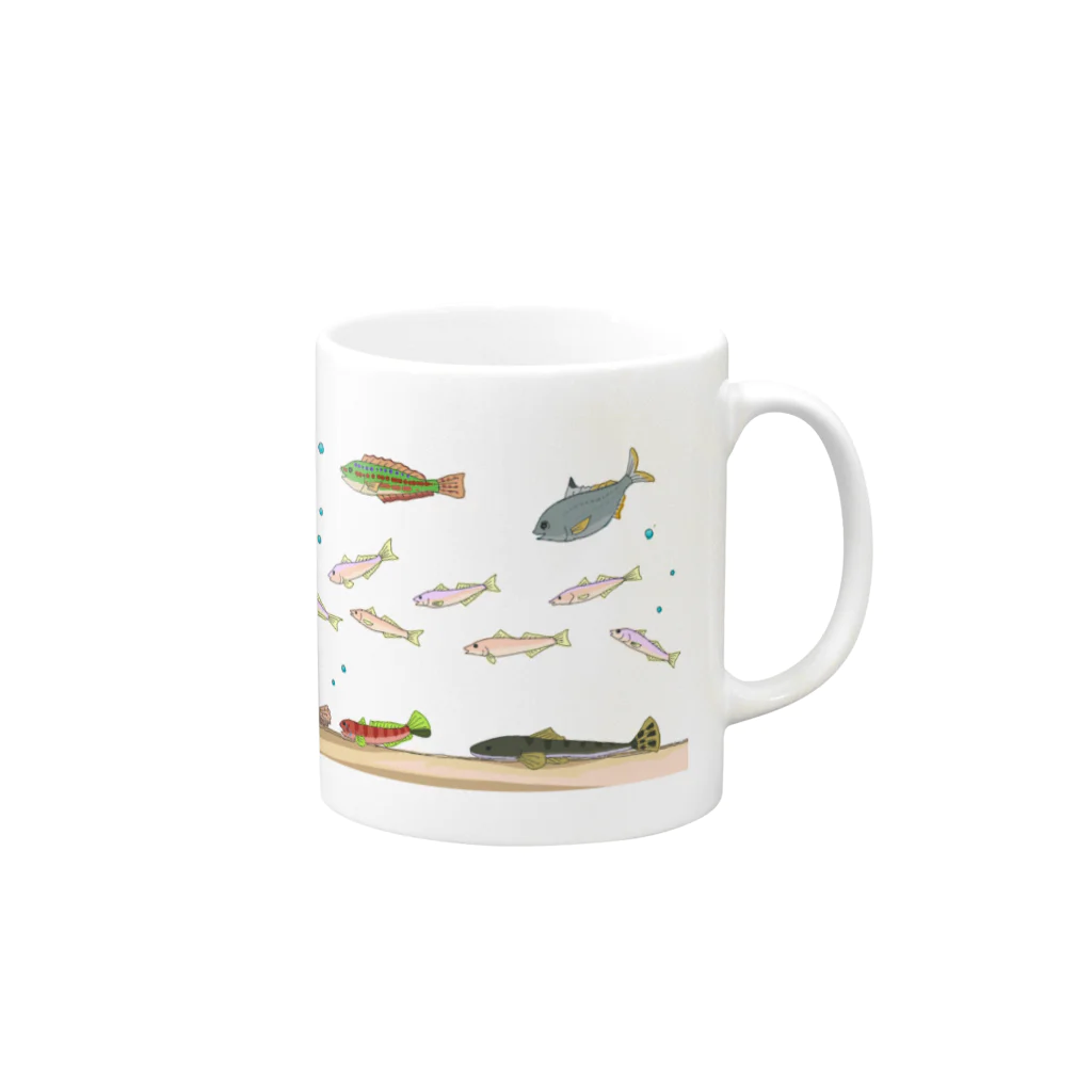 くろふぁのキス釣りとなかまたち Mug :right side of the handle