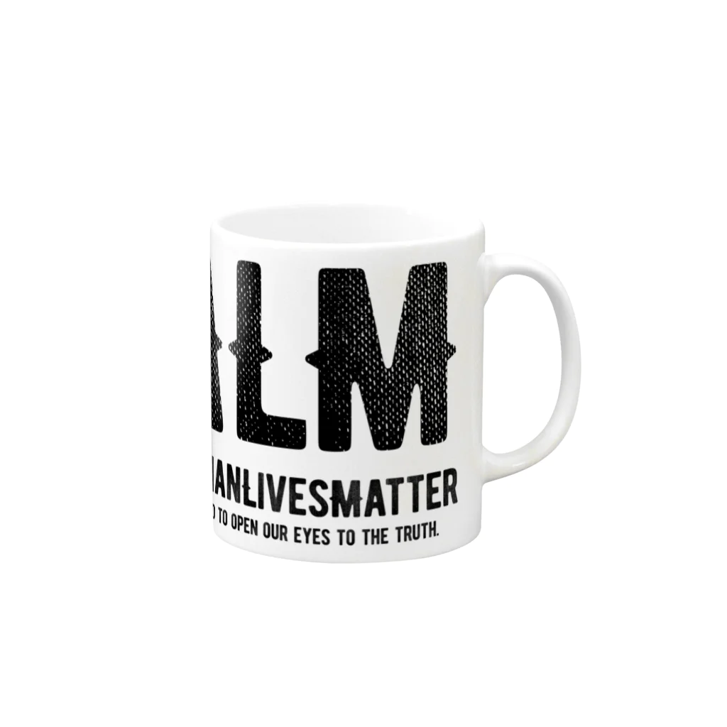 SANKAKU DESIGN STOREのAsian Lives Matter。 黒 マグカップの取っ手の右面